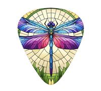Colorful-Dragonfly-Tropical-Floral 12 Pack Guitar Picks With 3 Thicknesses And Storage Box, Abs Plectrums For Electric Bass Guitar Players