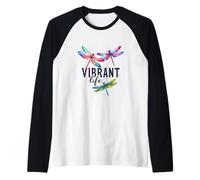 Colorful Dragonfly Vibrant Life Watercolor Insect Design Raglan Baseball Tee