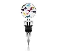 Colorful Dragonfly Wine Stoppers Reusable Wine Bottle Stopper Decorative Champagne Stoppers Silicone Beverage Bottle Sealer Keep Fresh, Leakproof Wines Saver for Bar Party Decor