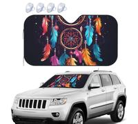Colorful Dream Catcher Car Windshield Sun Shade,Foldable Front Window Sun Visor Protector Uv Reflective Windshield Sunshade Covers Universal Car Accessories 51x27.5 Inch