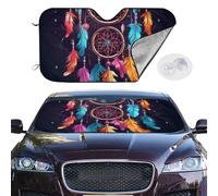 Colorful Dream Catcher Car Windshield Sun Shade,Foldable Front Window Sun Visor Protector Uv Reflective Windshield Sunshade Covers Universal Car Accessories 55x30 Inch