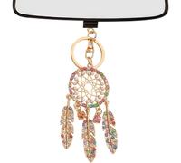 (Colorful) Dream Catcher Key Ring, Dream Catcher Backpack Keychains with Rhinestones, Fashion Feather Charm, Lucky Ornament for Women and Girls