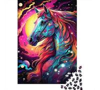 Colorful Dream Horse 1000 Piece Jigsaw Puzzle Paper for Adults Galaxy Art Style Jigsaw Puzzle for Family Relaxing Focus Home Decor Gift 38x26cm/1000pcs