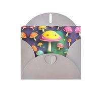 Colorful Dream Mushroom Print Blank Note Card, All Occasion Holidays Greeting Card Gray