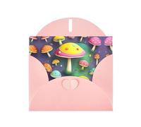 Colorful Dream Mushroom Print Blank Note Card, All Occasion Holidays Greeting Card Pink