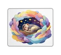 Colorful Dreamy Animal Nest Mouse Pad, Soft Pastel Colors Cozy Artistic Design, Non-Slip Washable Mousepad for Home and Office, Perfect Choice for All Seasons Square 8x10 Inch