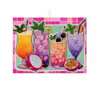 Colorful Drink Dish Drying Mats for Kitchen Counter, Tropical Beverage Absorbent Rack Mat, Summer Microfiber Drying Pad for Coffee Bar Protector 18x24 Inch
