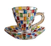 Colorful Drinking Glasses, Hand Painted Coffee Cup and Saucer Glasses Drinking Set, Colored Painted Water Glasses Espresso, Milk, Soda, Juice, Hot Tea, Cappuccino, Mocha, Cocoa (1pcs)