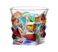 Colorful Drinking Glasses Hand Painted Colored Water Glasses, Whiskey Tumbler for Rum, Bourbon, Scotch, Water, Drinks (C)