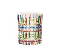 Colorful Drinking Glasses Hand Painted Colored Water Glasses, Whiskey Tumbler for Rum, Bourbon, Scotch, Water, Drinks (A)
