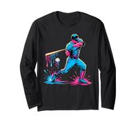Colorful Dripping Art Baseball Player Long Sleeve T-Shirt
