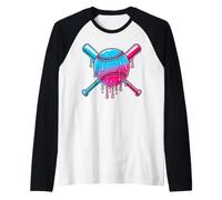 Colorful Dripping Baseball Sports Love Raglan Baseball Tee