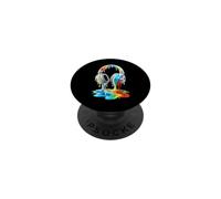 Colorful Dripping Headphones Music Art Design Men Women Kids PopSockets Adhesive PopGrip