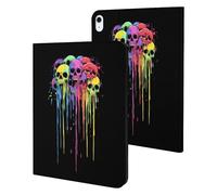 Colorful Dripping Skulls Funny Tablet Cases Multi-Viewing Angels Trifold Stand Case Compatible with iPad Series