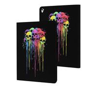 Colorful Dripping Skulls Funny Tablet Cases Multi-Viewing Angels Trifold Stand Case Compatible with iPad Series