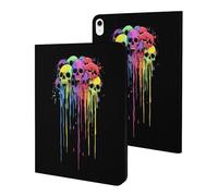 Colorful Dripping Skulls Funny Tablet Cases Multi-Viewing Angels Trifold Stand Case Compatible with iPad Series