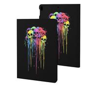 Colorful Dripping Skulls Funny Tablet Cases Multi-Viewing Angels Trifold Stand Case Compatible with iPad Series