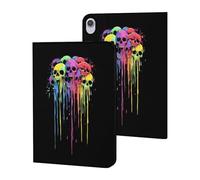 Colorful Dripping Skulls Funny Tablet Cases Multi-Viewing Angels Trifold Stand Case Compatible with iPad Series