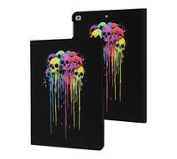 Colorful Dripping Skulls Funny Tablet Cases Multi-Viewing Angels Trifold Stand Case Compatible with iPad Series