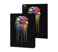 Colorful Dripping Skulls Funny Tablet Cases Multi-Viewing Angels Trifold Stand Case Compatible with iPad Series