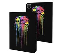 Colorful Dripping Skulls Funny Tablet Cases Multi-Viewing Angels Trifold Stand Case Compatible with iPad Series
