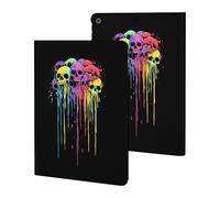Colorful Dripping Skulls Funny Tablet Cases Multi-Viewing Angels Trifold Stand Case Compatible with iPad Series