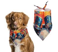 Colorful Drum Musical Instruments Dog Bandana Pet Scarf for Small Medium Large Dogs Triangle Bibs Photo Prop Gift