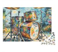 Colorful Drum Set Jigsaw Puzzle for Adults 1000 Piece Jigsaw Puzzle Music Garden Relax Decor Gift 52x38cm/1000pcs