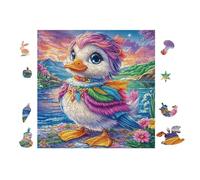 Colorful Duck 100 Pieces Premium Jigsaw Puzzle Adult Jigsaws Educational Challenge Mental Exercise Wall Art Winter Thick Cardboard 28x28cm
