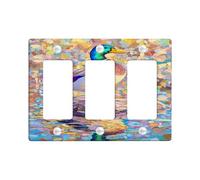 Colorful Duck Light Switch Cover Plates/Outlet Covers, Vibrant Blue and Green for Spring Decor, Thermoplastic Wall Plates, Standard Size 3 Gang Wall Plate