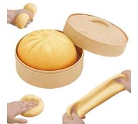Colorful Dumpling Squi-shy, Squeeze Dough Ball Stress Relief Hand Toys, 2.36inch Bun with Food Steamer Stretchy Desk Toys Easter Basket Stuffers for Teens with Autism