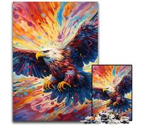 Colorful Eagle 1000Pc Adults Jigsaw Puzzle Wooden Jigsaw Brain-Challenging DIY Decorative Game, Family Interactive Toy 50x75CM/19.68x29.52inch