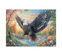 Colorful Eagle Above Bridge And Flower River 500 Piece Jigsaw Puzzle for Adults Lunch Break Activity Quick Escape No Duplicate Pieces for Busy Professionals 500 PCS