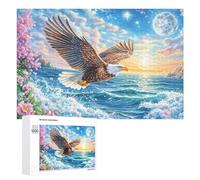 Colorful Eagle Above Ocean And Flowers 1000 Piece Jigsaw Puzzle for Teens 14+ Indoor Educational Game Reasoning Practice Gift for Study 1000 PCS