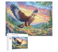 Colorful Eagle And Rabbit in Flower Field 500 Piece Jigsaw Puzzle for Couples Relaxing Indoor Time Brain Coordination Gift for Housewarming 500 PCS