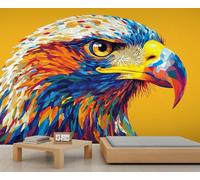 Colorful Eagle Mural Eagle Head Wallpaper Mosaic Art Wall Mural Oversized Wall Poster Style Playroom Cafe Decor Poster Background Decor (Non-self-Adhesive)