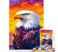 Colorful Eagle Portrait Painting Jigsaw Puzzles for Adults 1000 Pieces Improve Detailed Observation Skills Mindful Relaxing Leisure Game (38x52cm)
