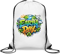 Colorful Earth Day Celebration Art Gym Sack Casual Drawstring Bag White
