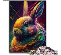 Colorful Easter Bunny 1000 Piece Jigsaw Puzzles for Adults Gifts, Educational Games DIY Toys with Matching Poster And Trivia Sheet for Age 14+ (50x75cm)
