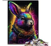 Colorful Easter Bunny Jigsaw Puzzles 1000 Pieces for Adults Teens, Challenging Game And Family Play with Matching Poster And Trivia Sheet (50x75cm)