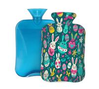 Colorful Easter Bunny Pattern Hot Water Bottle with Cover, 2L Large Capacity Hot Water Bag for Hot Cold Compress, Hand Feet Warmer, Neck Shoulder Pain Relief