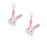 Colorful Easter Bunny Rabbit Earrings for Women Cute Acrylic Leopard Rabbit Carrot Dangle Earring Spring Holiday Easter Jewelry for Women, Acrylic, No Gemstone