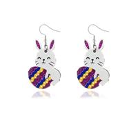 Colorful Easter Bunny Rabbit Earrings for Women Cute Acrylic Leopard Rabbit Carrot Dangle Earring Spring Holiday Easter Jewelry for Women, Acrylic, No Gemstone