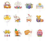 Colorful Easter Cake Decorations Set Of 12pcs Gnomes Cupcake Toppers Spring Theme Decor Easter Party Supplies Glitter