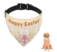 Colorful Easter Egg Bunnies Flowers Dog Bandana With Adjustable Strap D Ring Dog Neckerchief Pet Bibs Triangle Bandana for Dogs Accessories Puppy Dogs Cats Decor Machine Washable