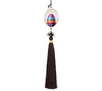 Colorful Easter Egg Car Pendant Sun Catcher Crystal Ornament for Rearview Mirror, Elegant Car Hanging Ornament with Tassel for Home & Office Decor