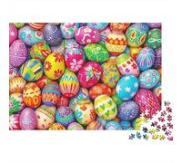 Colorful Easter Egg Collection 1000 Piece Puzzles Colorful Donut Pile Wall Decoration Decompression Jigsaw for Men And Women Challenging Puzzles Jigsaw Puzzles for Adults 38x26cm/1000pcs