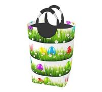 Colorful Easter Egg Print Foldable Laundry Hamper For Bedroom Bathroom, 50l Oxford Fabric Laundry Basket Clothes Hampers