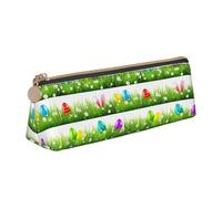 Colorful Easter Egg Triangle Leather Case Multi Functional Cosmetic Bag Portable Makeup and Stationery Storage Bag , White, One Size, Lightweight, White, One Size, Lightweight