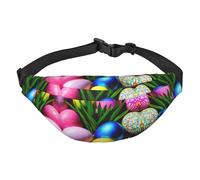 Colorful Easter Eggs Adjustable Belt Hip Bum Bag Fashion Water Resistant Hiking Waist Bag for Traveling Casual Running Hiking Cycling, Black, One Size